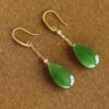 Hetian Green Jade Teardrop Earrings