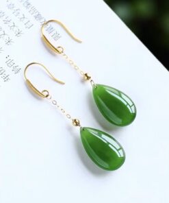 Hetian Green Jade Teardrop Earrings (3)