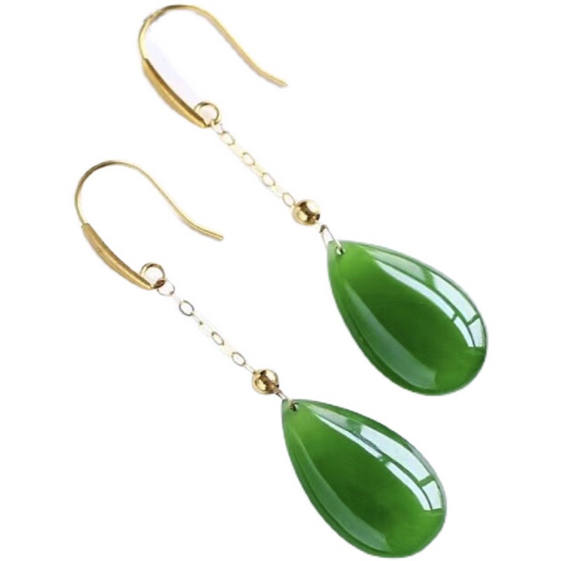 Hetian Green Jade Teardrop Earrings (4)