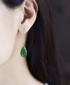 Hetian Green Jade Teardrop Earrings (5)