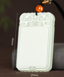 Natural Hetian Jade Peace & Safety Pendant Necklace - Hui Wen