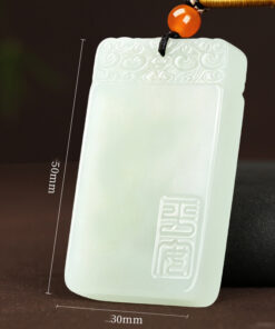 Premium Natural Hetian Jade Peace & Safety Pendant Necklace - Ping An Xi Le