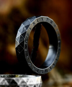 Rune Symbol Vintage Black Men's Prada Titanium Steel Ring