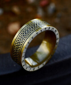 Rune Symbol Vintage Gold Men's Prada Titanium Steel Ring