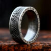 Rune Symbol Vintage Silver B Men's Prada Titanium Steel Ring