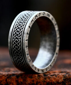 Rune Symbol Vintage Silver B Men's Prada Titanium Steel Ring