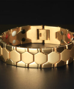 Titanium Steel Magnet Stone Men's Bracelet Gold