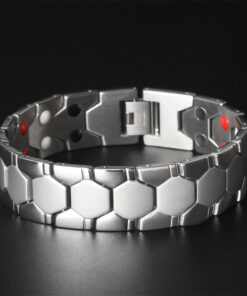 Titanium Steel Magnet Stone Men's Bracelet Silver
