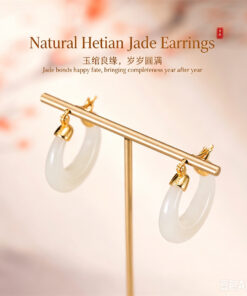 Natural Hetian Jade Sterling Silver Women's Earrings