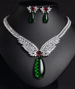 Parisian Retro Luxury CZ Pendant & Drop Earrings Ensemble