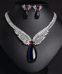 Parisian Retro Luxury CZ Pendant & Drop Earrings Ensemble (3)
