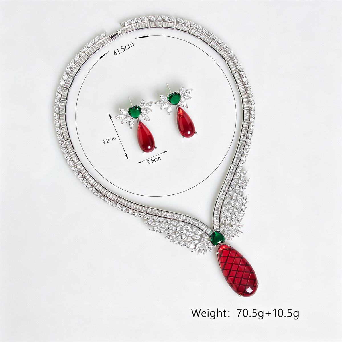 Parisian Retro Luxury CZ Pendant & Drop Earrings Ensemble (4)