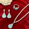 Retro Scale-Texture Pave-Set Earring Necklace & Ring Set