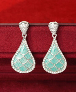 Retro Scale-Texture Pave-Set Earring Necklace & Ring Set (4)