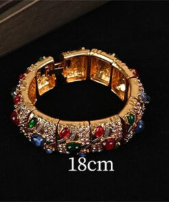 Vintage Copper Necklace Ear Studs and Bracelet Set Inlaid with Rhinestones (5)