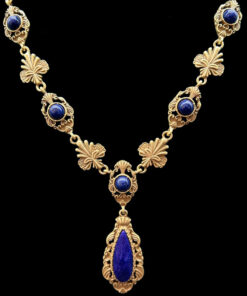 Vintage Lapis Lazuli Teardrop Jewelry Set Necklace